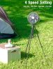 Standing Fan;  10000mAh Portable Rechargeable 8'' Battery Powered Pedestal Fan with Tent Hook 37Hours Working Time Adjustable Tripod 4 Speeds Fan for