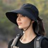 Wide Brim Shawl Ponytail Bucket Hat For Women; Outdoor Fishing Hiking UV Protection Bonnet