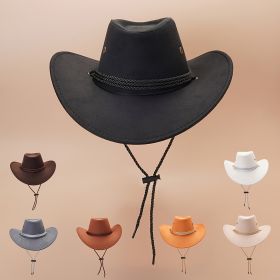 Western Cowboy Hat Vintage Jazz Hat Outdoor Fishing Cowgirl Sun Hat Wide Brim Summer Sunscreen Travel Beach Hat (Color: Khaki)