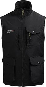 Men's Multi-pocket Casual Quick Dry Vest Photography Fishing Outdoor Vest (size: BLUE-L)