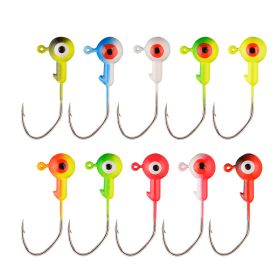 10pcs Round Painted Ball Head Jig Hooks Kit For Soft Baits; Fishing Lures; For Bass Trout Freshwater Saltwater (Color: Color 3.5g, Quantity: 10pcs)