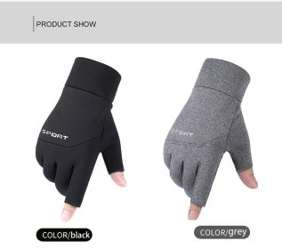 Winter Fishing Gloves Women Men Universal Keep Warm Fishing Protection Anti-slip Gloves 2 Cut Fingers Outdoor Angling (Color: 2 Pairs, size: M)