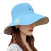 Bucket Hats Women Men Fishing Caps Reversible Double Sided Daisys Embroidery Sun Protection Hat Fisherman Cap