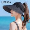 Letter Pattern Sun Hat; Fashion Large Brim Empty Top UV Protection Cycling Fishing Outdoor Casual Ponytail Hat