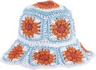 Women's Straw Sun Hat Floral Woven Bucket Hat Fishing Hat Beach Hat Hand Woven Foldable Cap