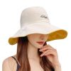 Bucket Hats Women Men Fishing Caps Reversible Double Sided Daisys Embroidery Sun Protection Hat Fisherman Cap